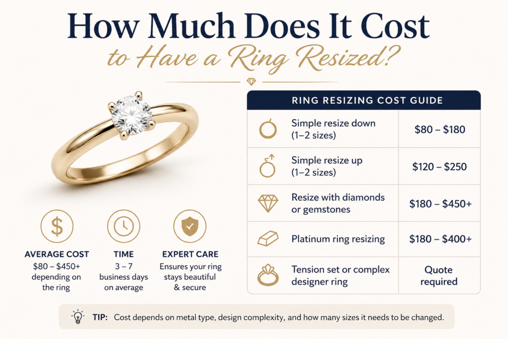 ring resizing chart how much does it cost